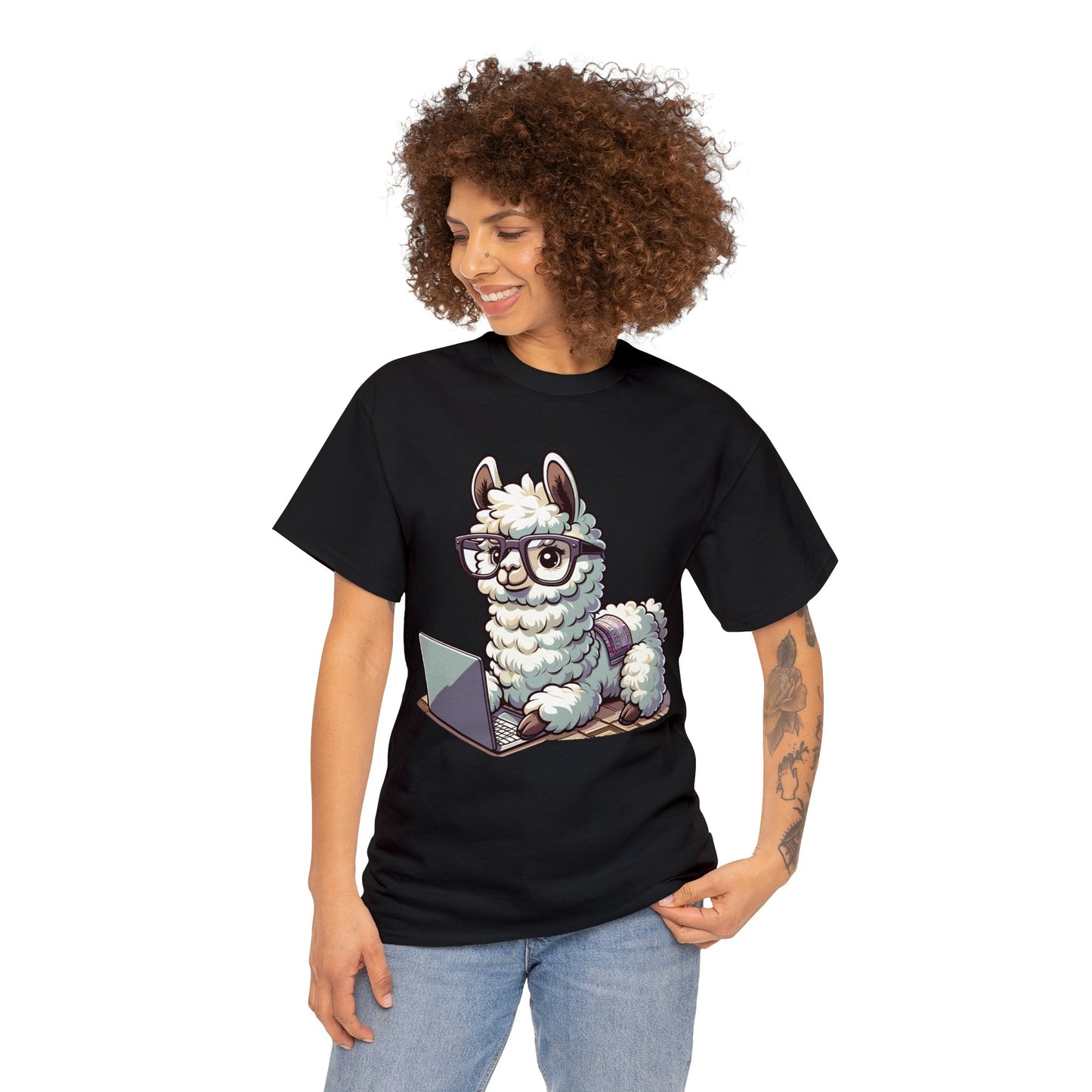 Laptop Llama Heavy Cotton Tee