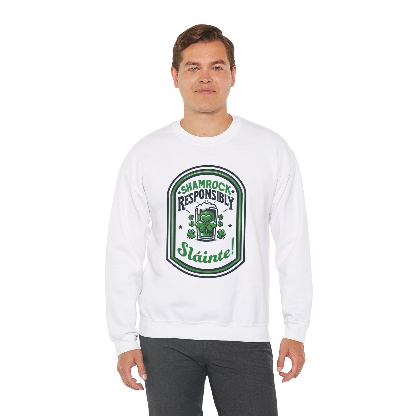 Shamrock Responsibly Slainte Sweatshirt, St. Patrick's Day Crewneck, Funny Lucky Beer Drinking Shirt