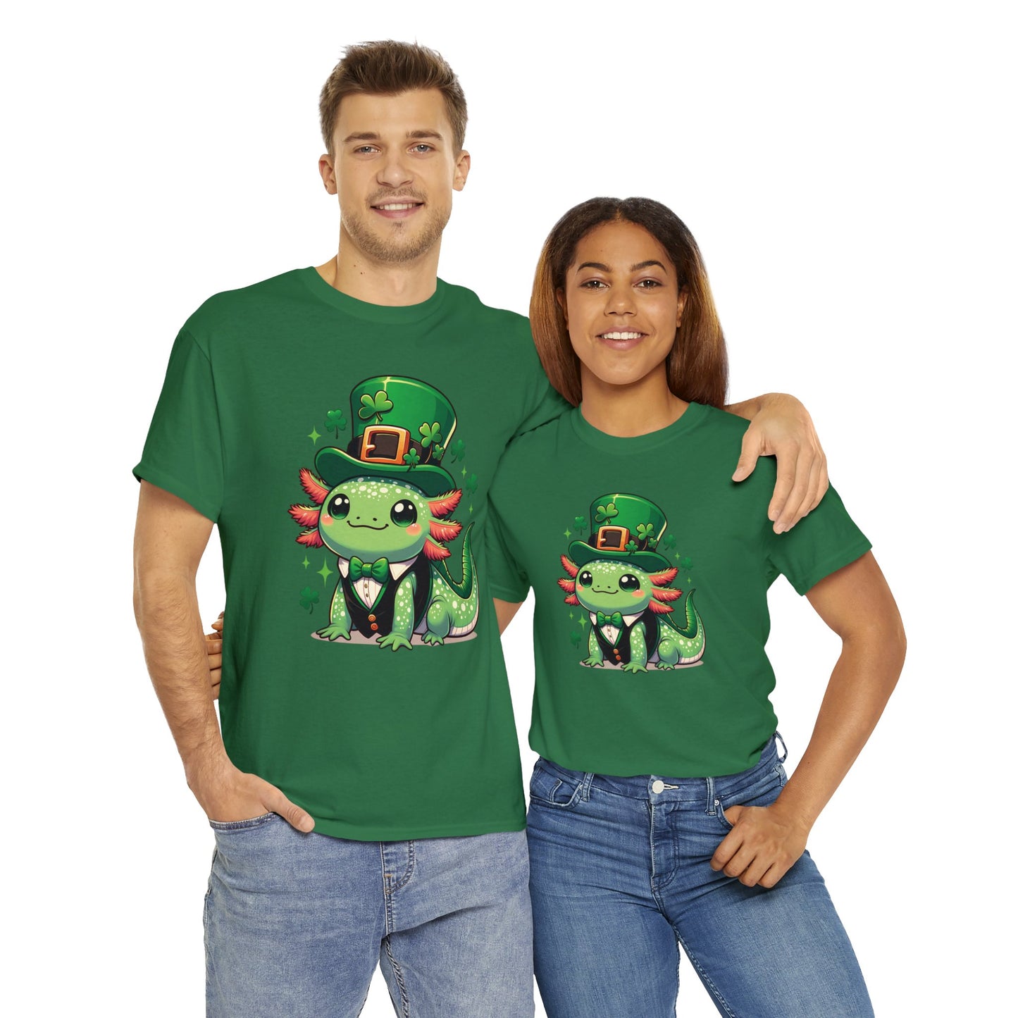 Lucky Axolotl T-Shirt, St. Patrick's Day Tee, Cute Axolotl Leprechaun Shirt, Gift for Irish Friends