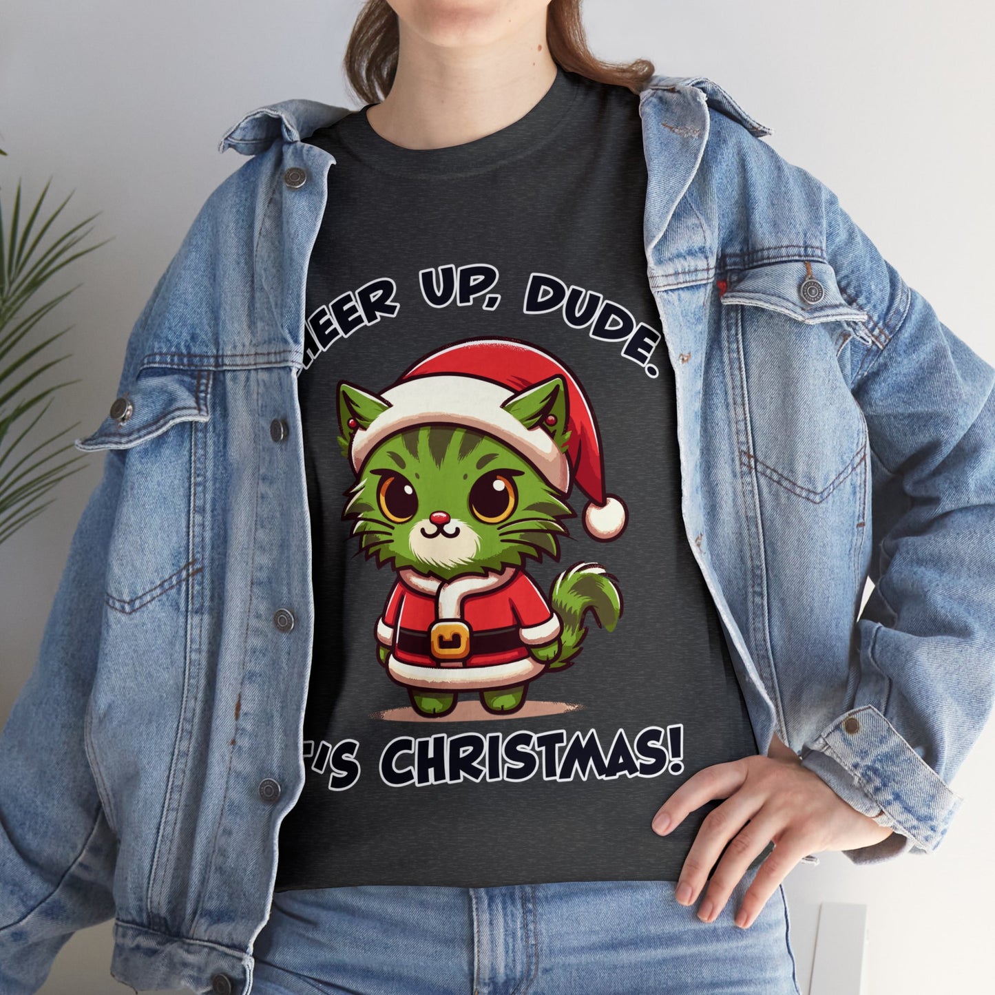 Cheer Up Dude Christmas Unisex Heavy Cotton Tee