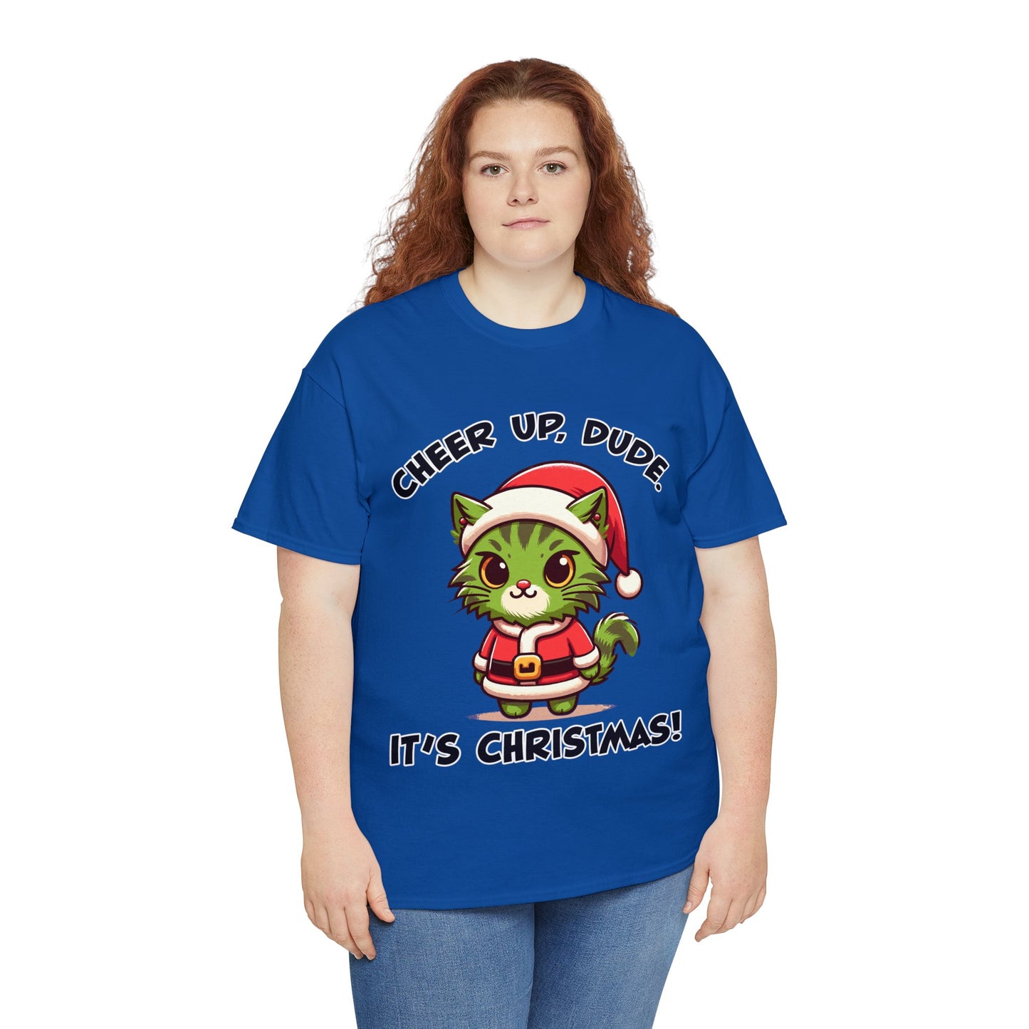 Cheer Up Dude Christmas Unisex Heavy Cotton Tee