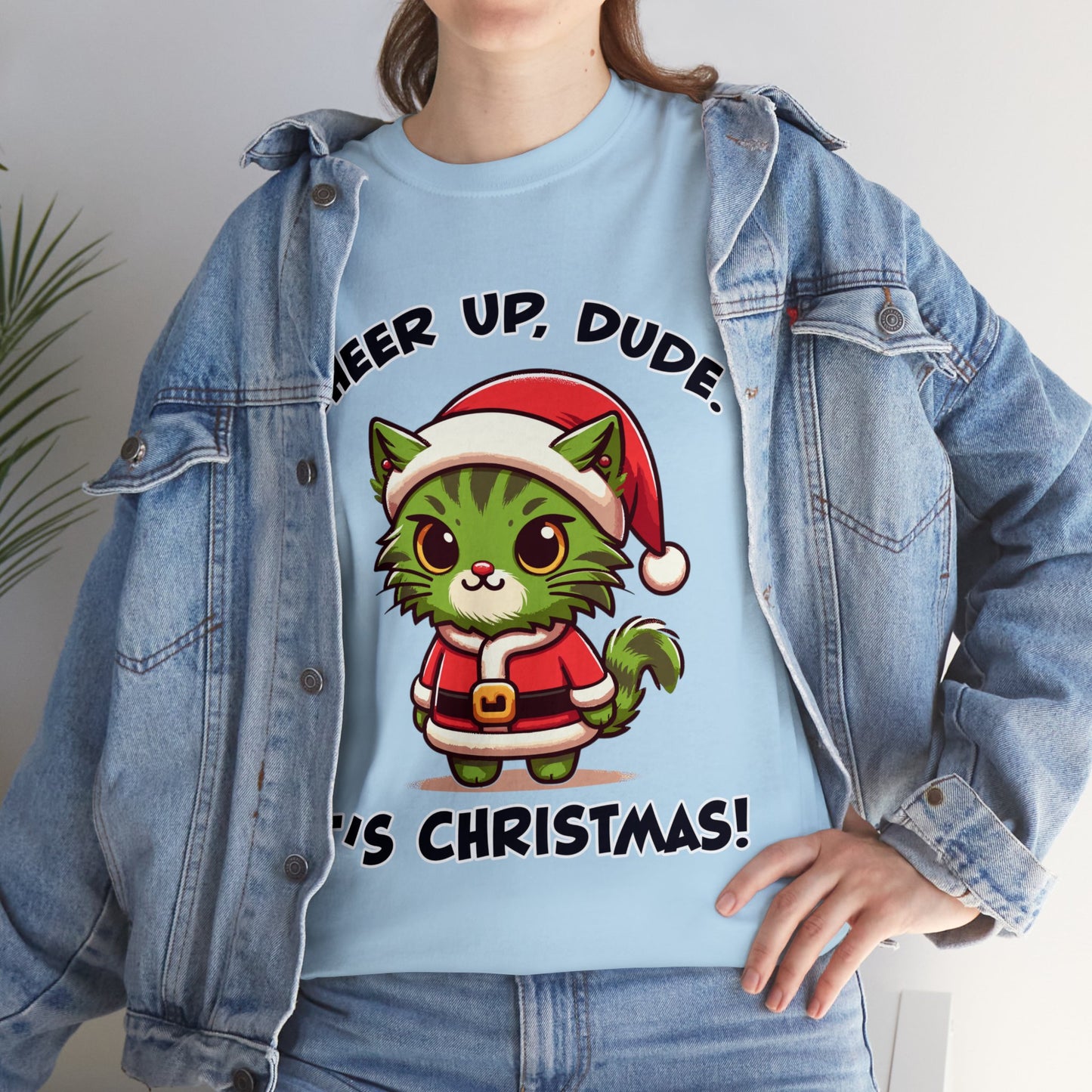 Cheer Up Dude Christmas Unisex Heavy Cotton Tee