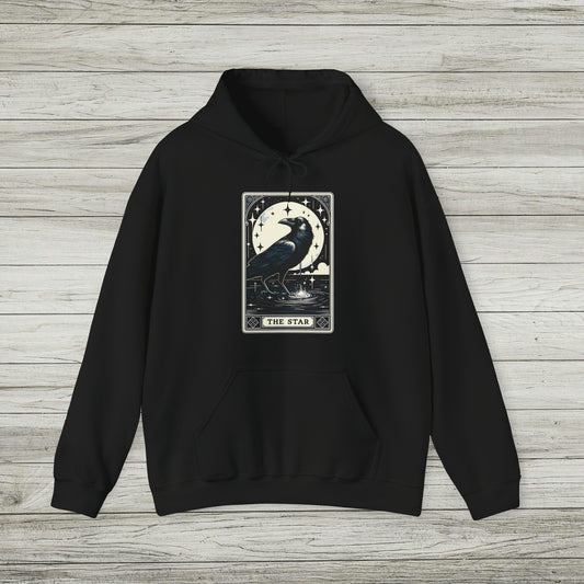 Gothic Crow Tarot Card The Star Hoodie Inspirational Optimistic Night Sky Hooded Sweatshirt