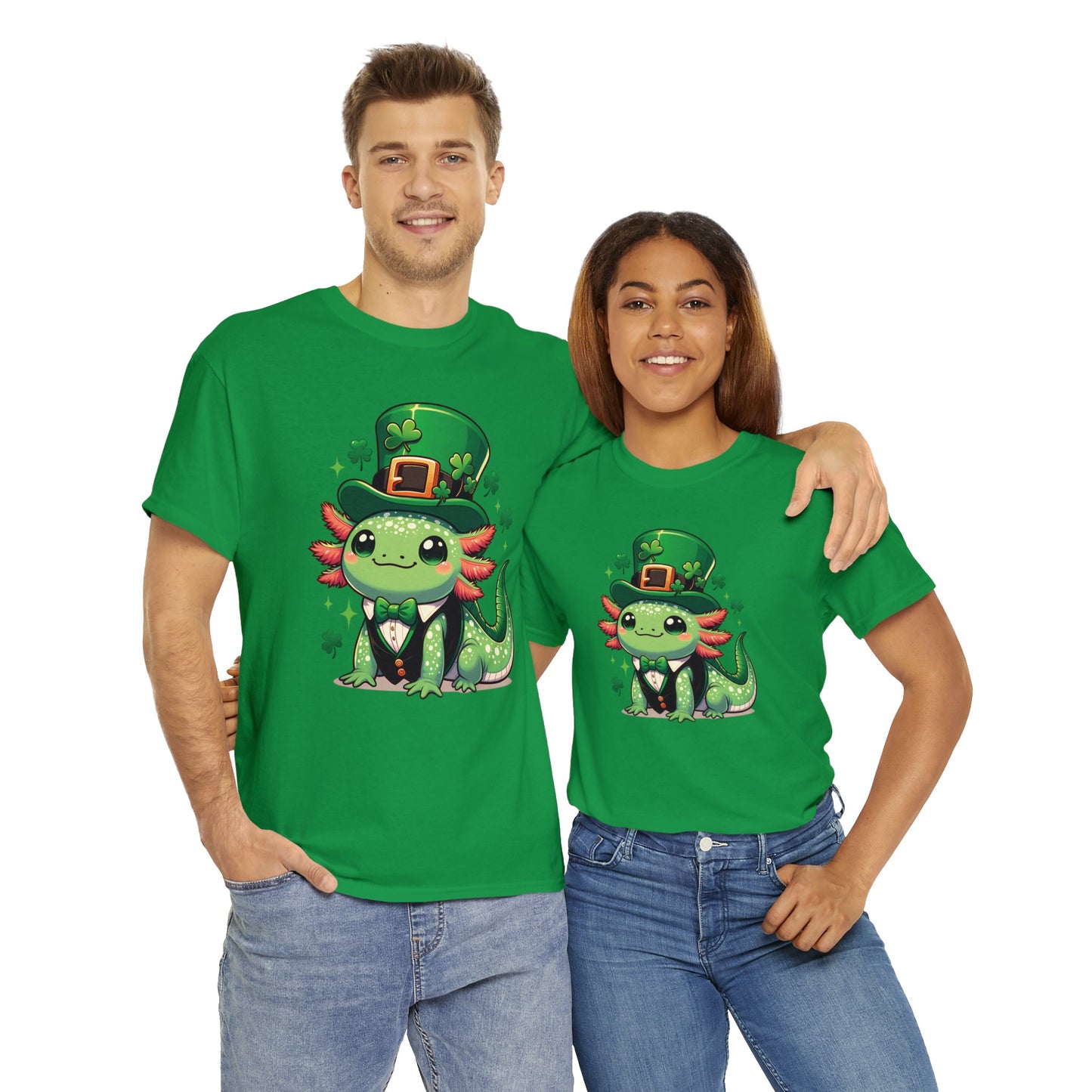 Lucky Axolotl T-Shirt, St. Patrick's Day Tee, Cute Axolotl Leprechaun Shirt, Gift for Irish Friends