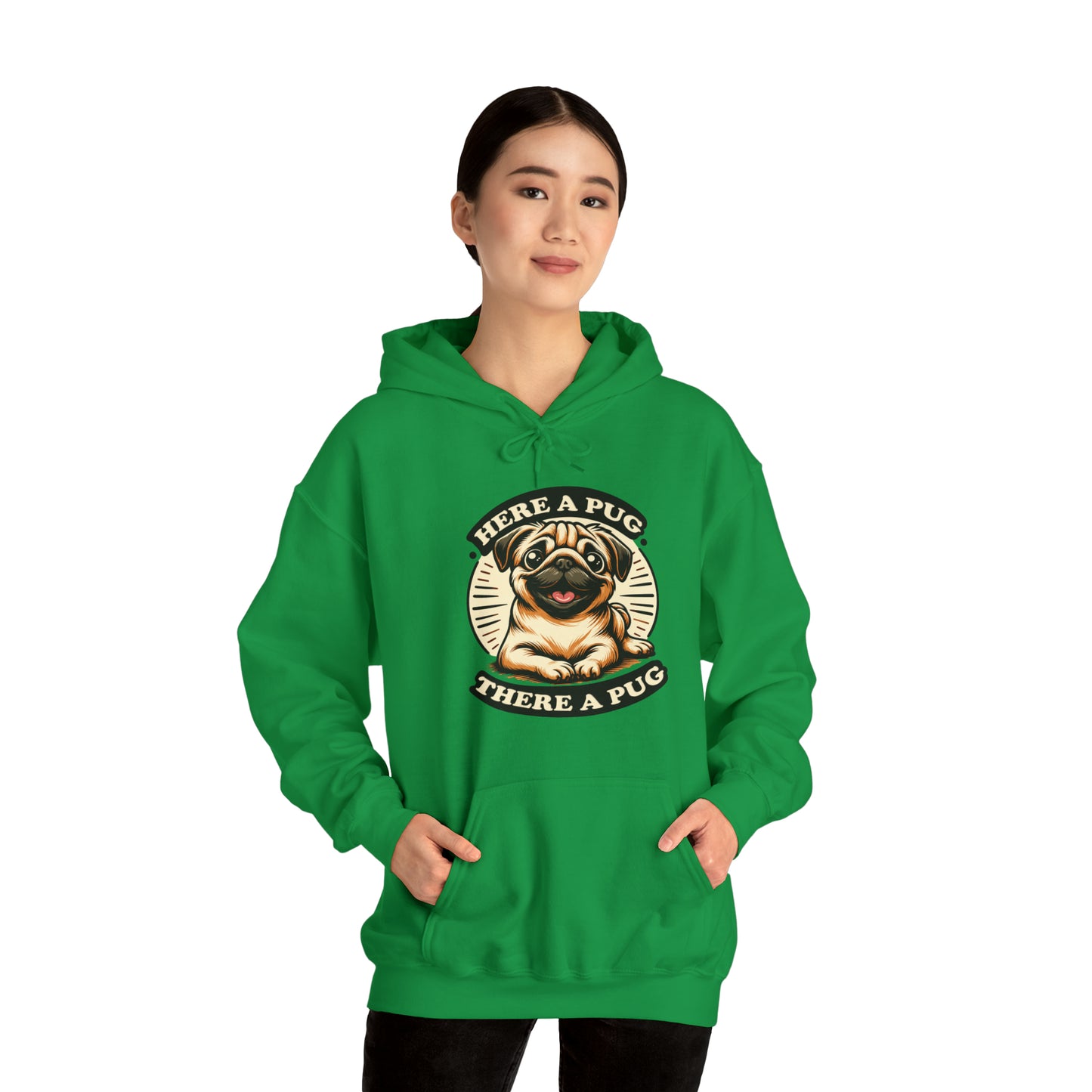 Here a Pug Hooded Sweatshirt