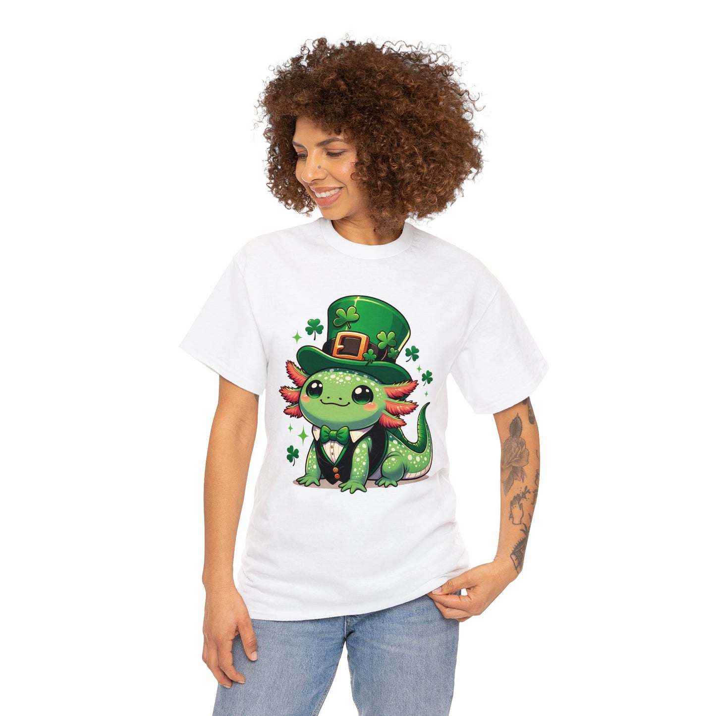 Lucky Axolotl T-Shirt, St. Patrick's Day Tee, Cute Axolotl Leprechaun Shirt, Gift for Irish Friends