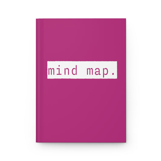 Mind Map Pink Matte Hardcover Journal | Blank Book for Ideas and Planning | Lined Notebook Diary Log