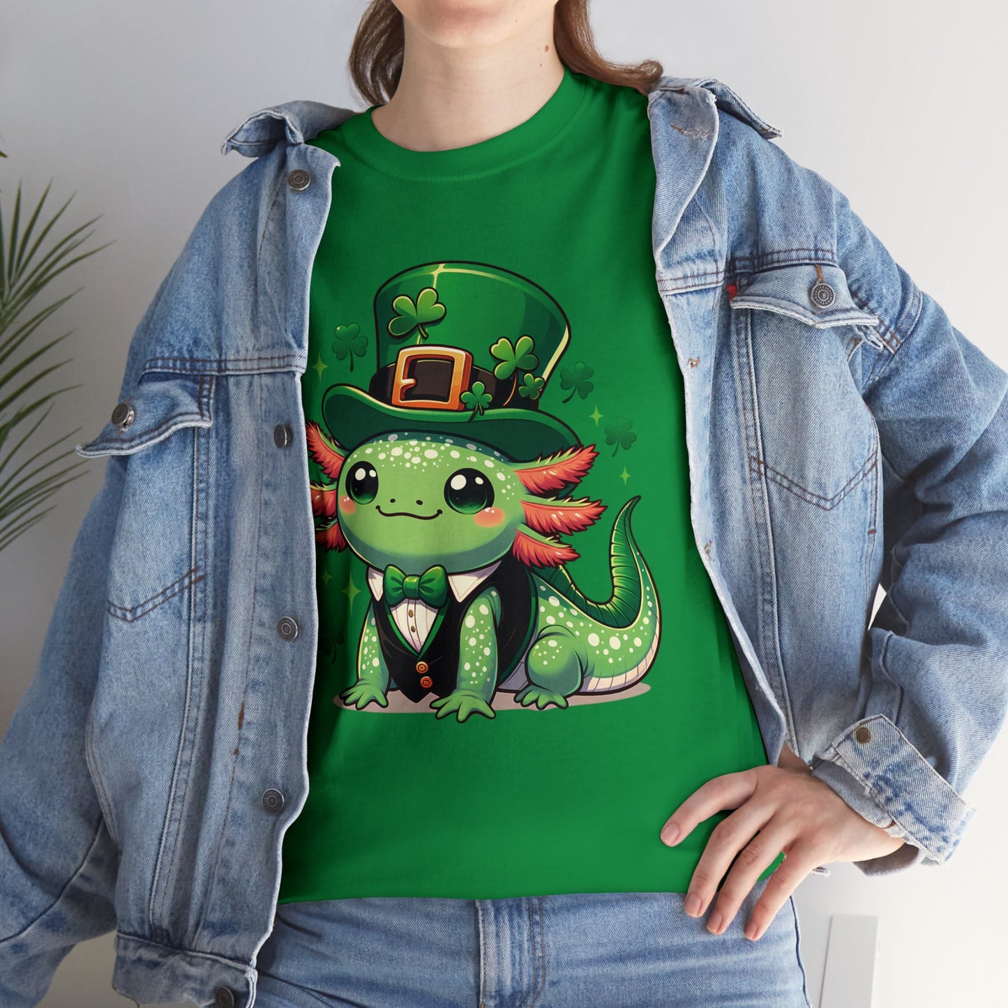 Lucky Axolotl T-Shirt, St. Patrick's Day Tee, Cute Axolotl Leprechaun Shirt, Gift for Irish Friends