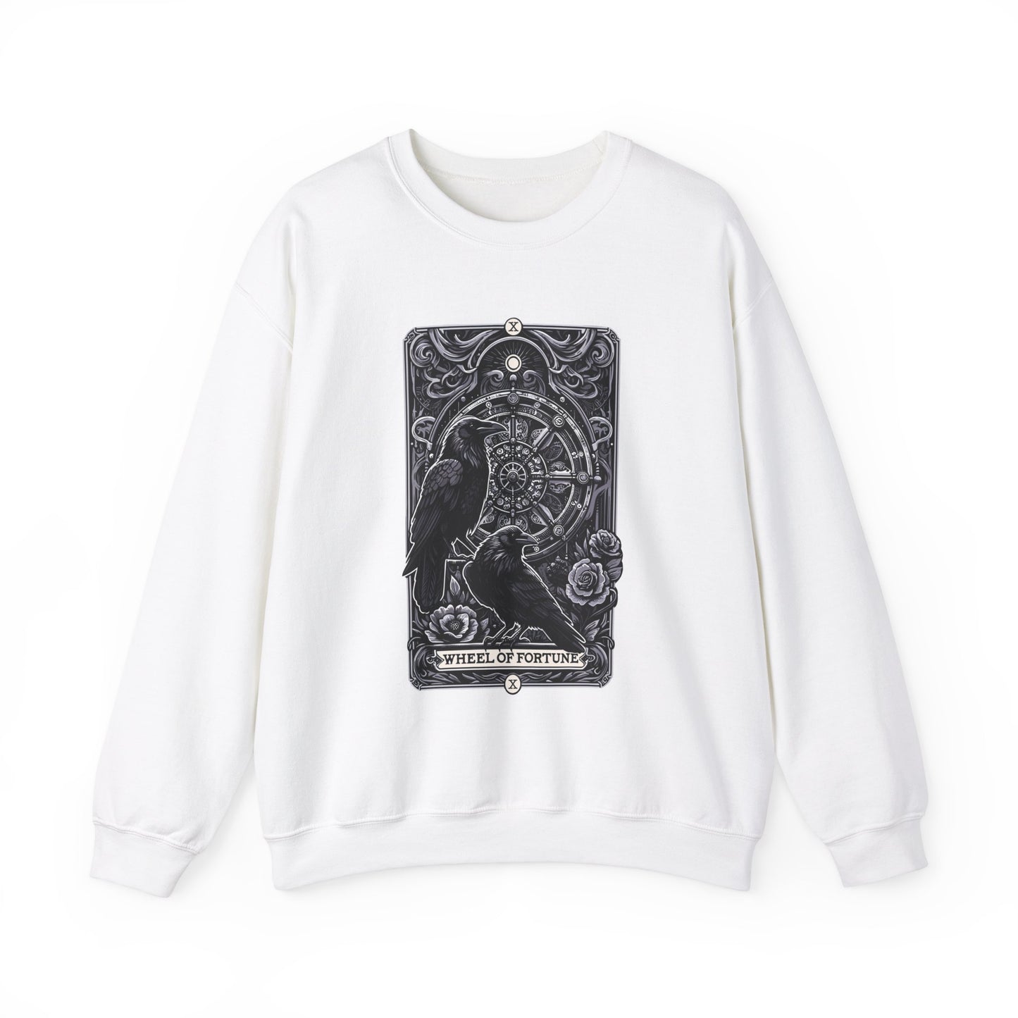 Gothic Crow Tarot Card Wheel of Fortune Lucky Crewneck Sweatshirt