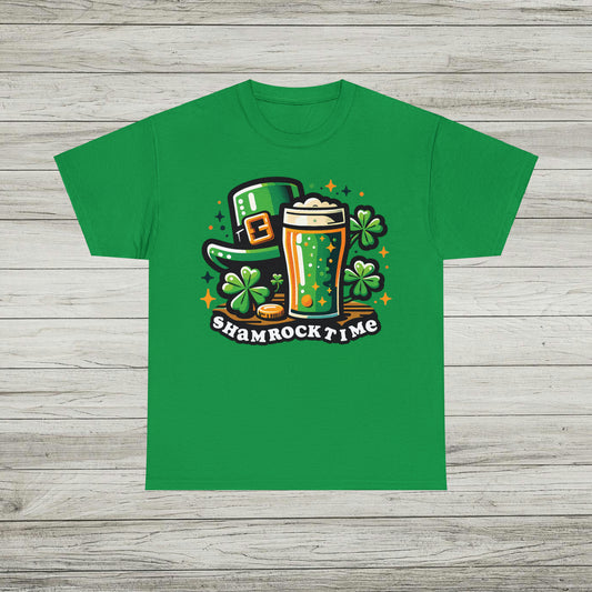 Shamrock Time T-Shirt, St. Patrick's Day Tee, Lucky Beer Drinking Shirt, Good Craic