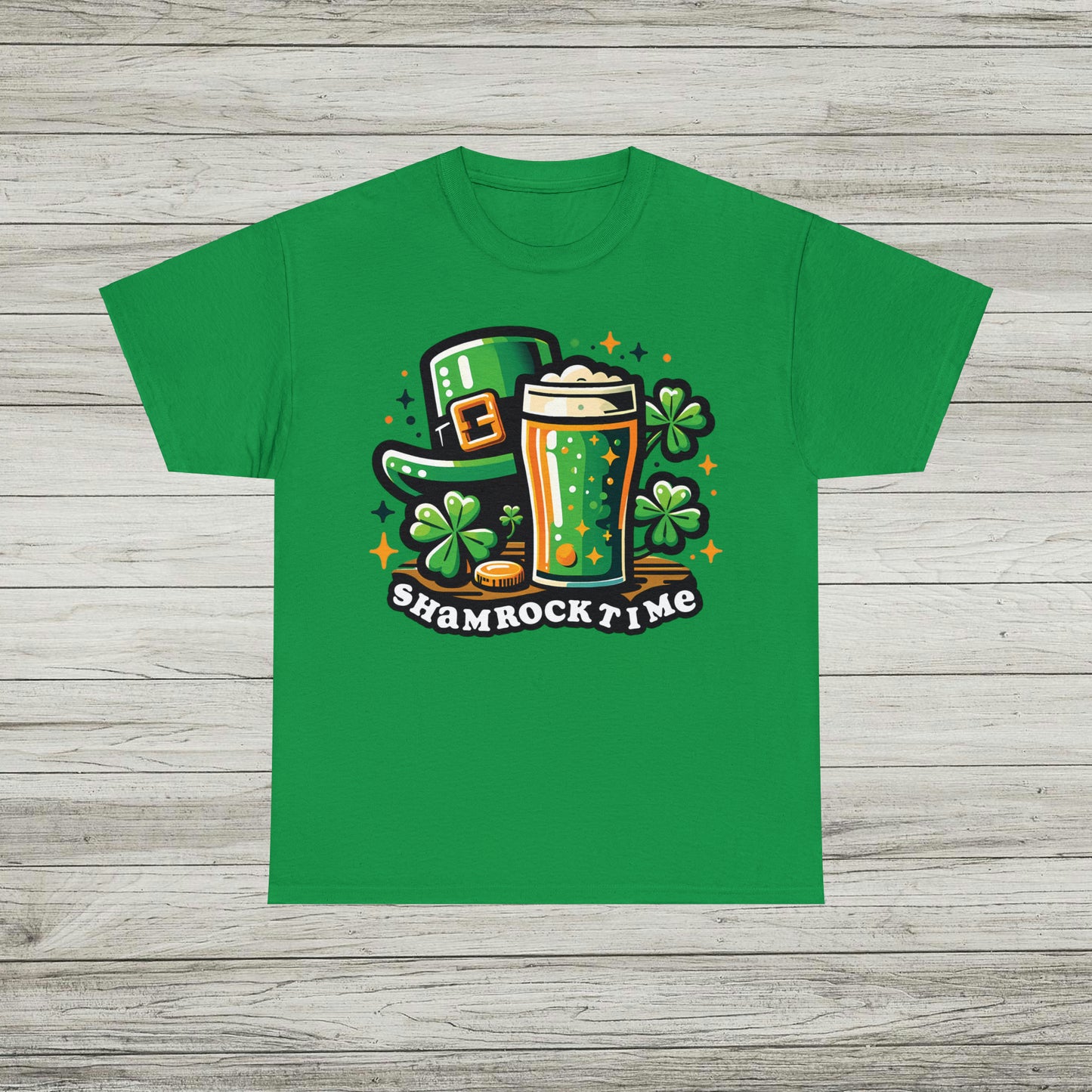 Shamrock Time T-Shirt, St. Patrick's Day Tee, Lucky Beer Drinking Shirt, Good Craic