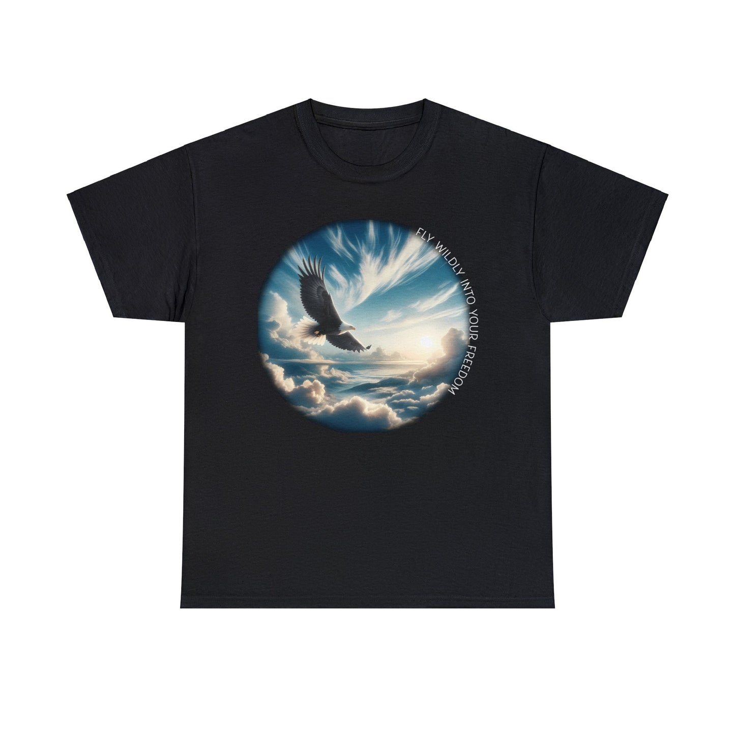 Fly Wildly Into Your Freedom Cotton Tee, Soaring Eagle in the Sky, Nature Lover T-Shirt