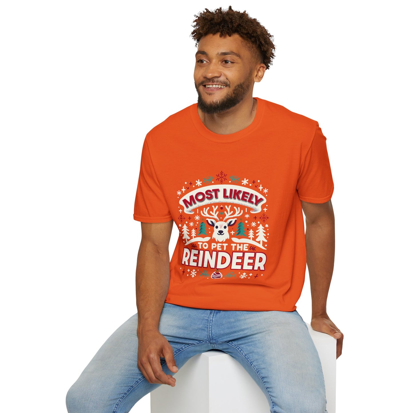 Most Likely to Pet the Reindeer Softstyle T-Shirt