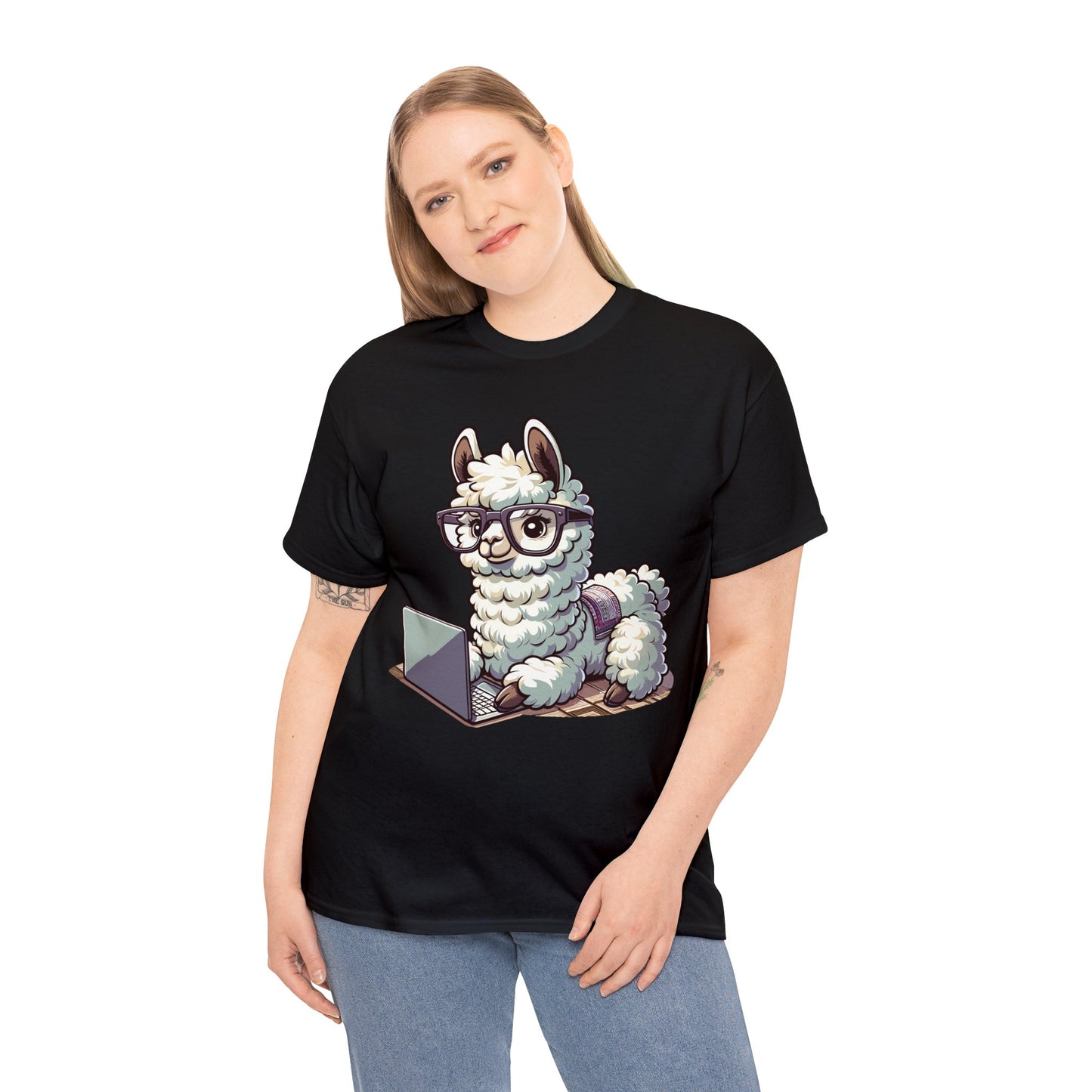 Laptop Llama Heavy Cotton Tee