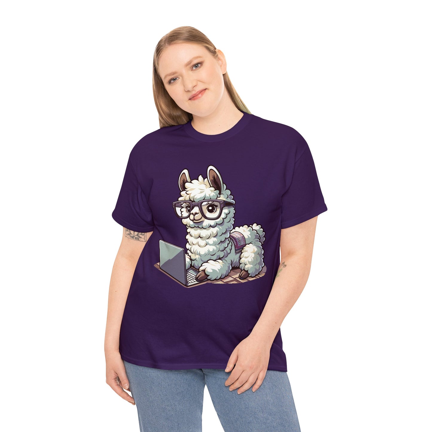 Laptop Llama Heavy Cotton Tee