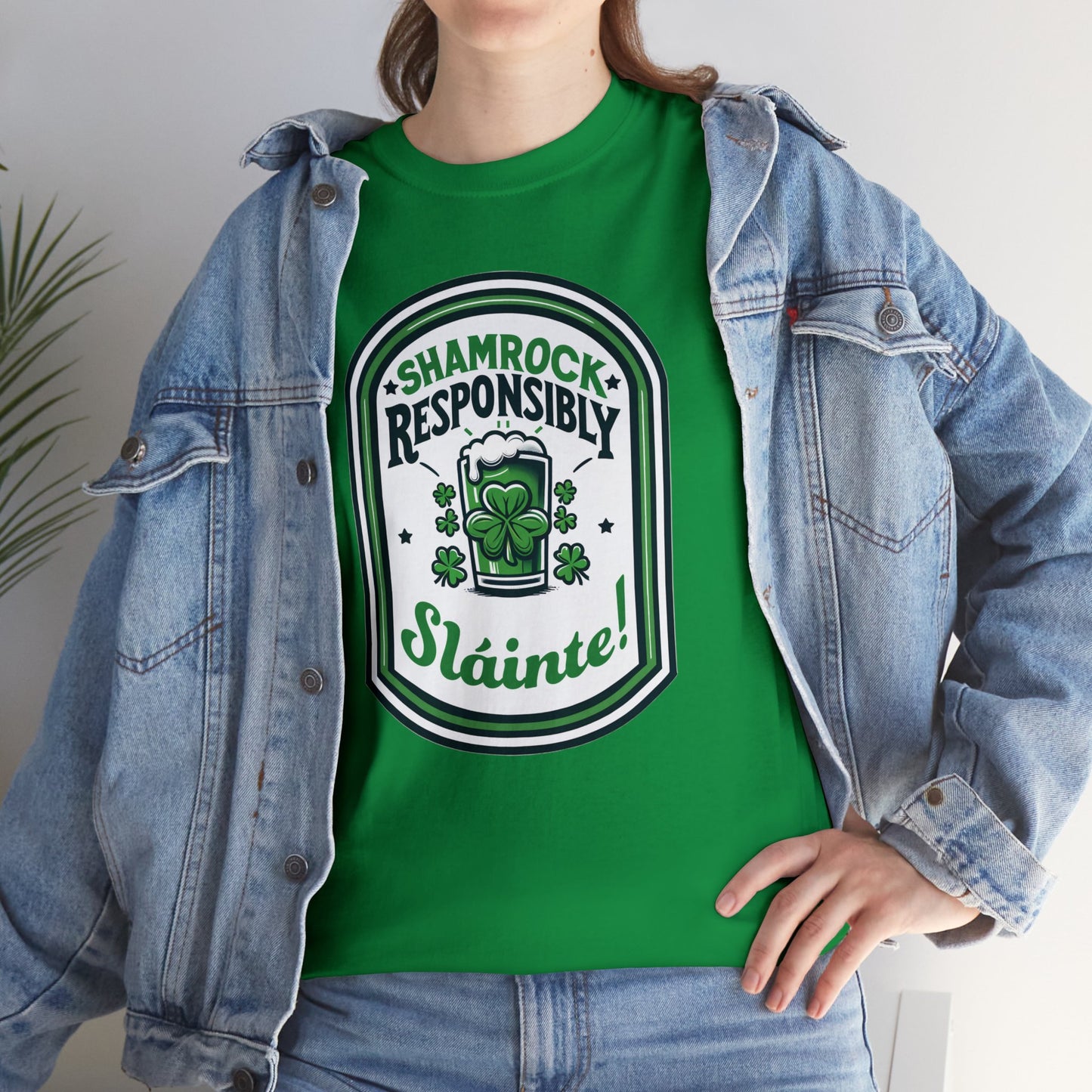 Shamrock Responsibly Slainte T-Shirt, St. Patrick's Day Tee, Lucky Funny Beer Drinking Shirt