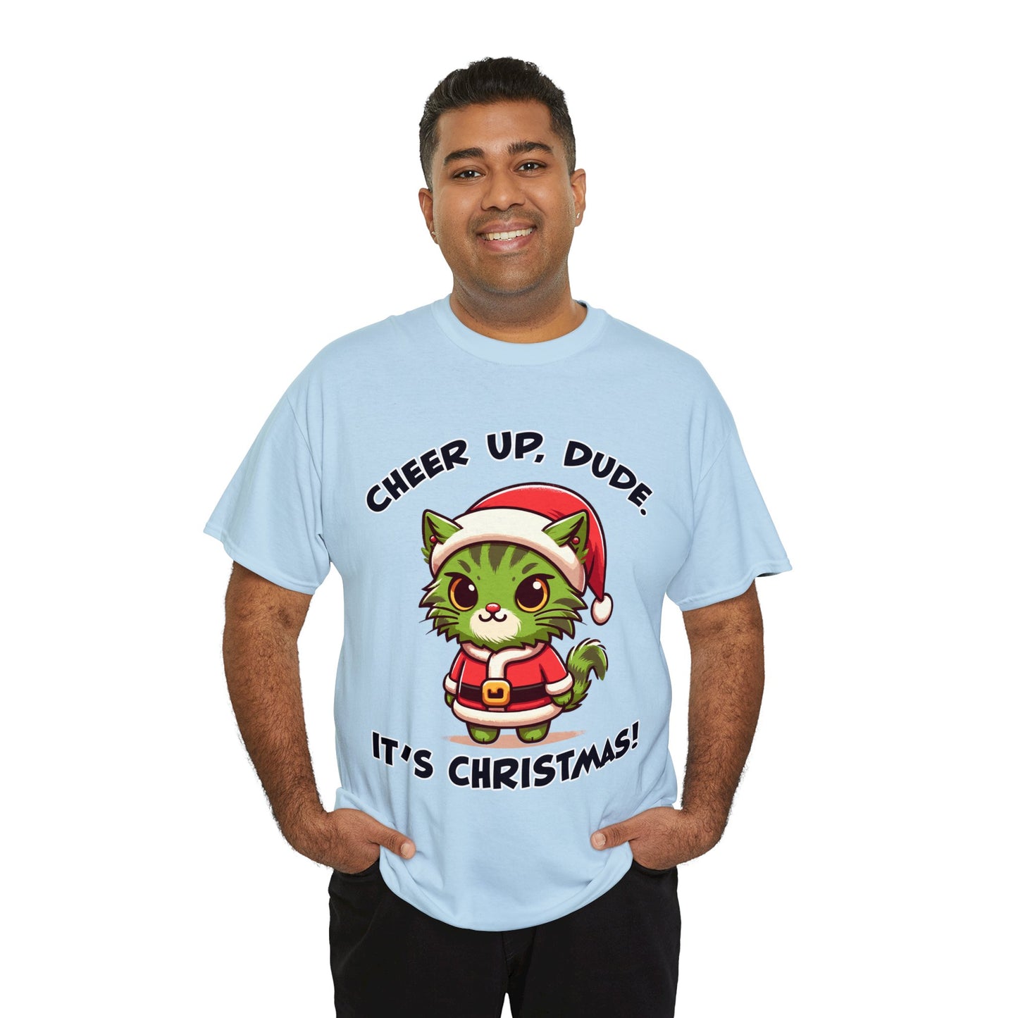 Cheer Up Dude Christmas Unisex Heavy Cotton Tee