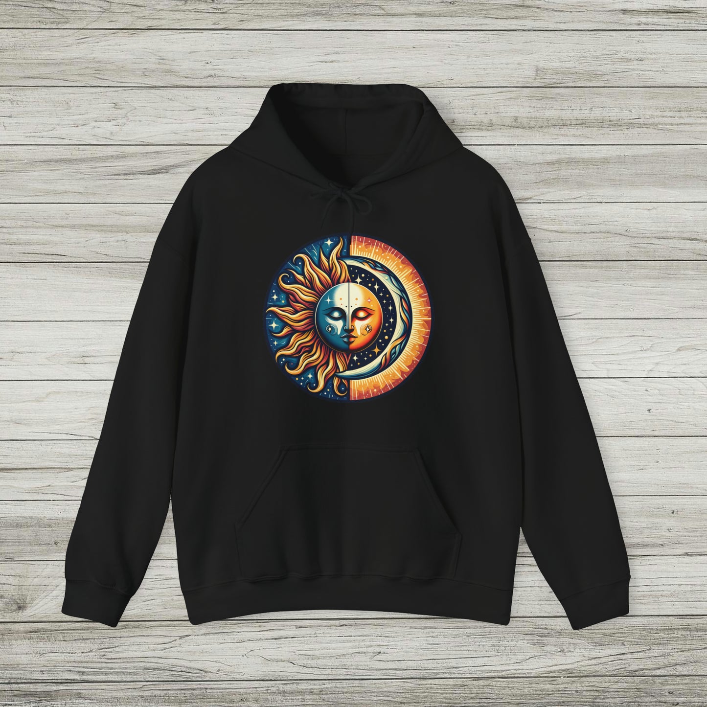 Celestial Sun Moon Hoodie, Mystic Festival Sweatshirt, Colorful Boho Bohemian Aesthetic Sweater Hooded Sweatshirt