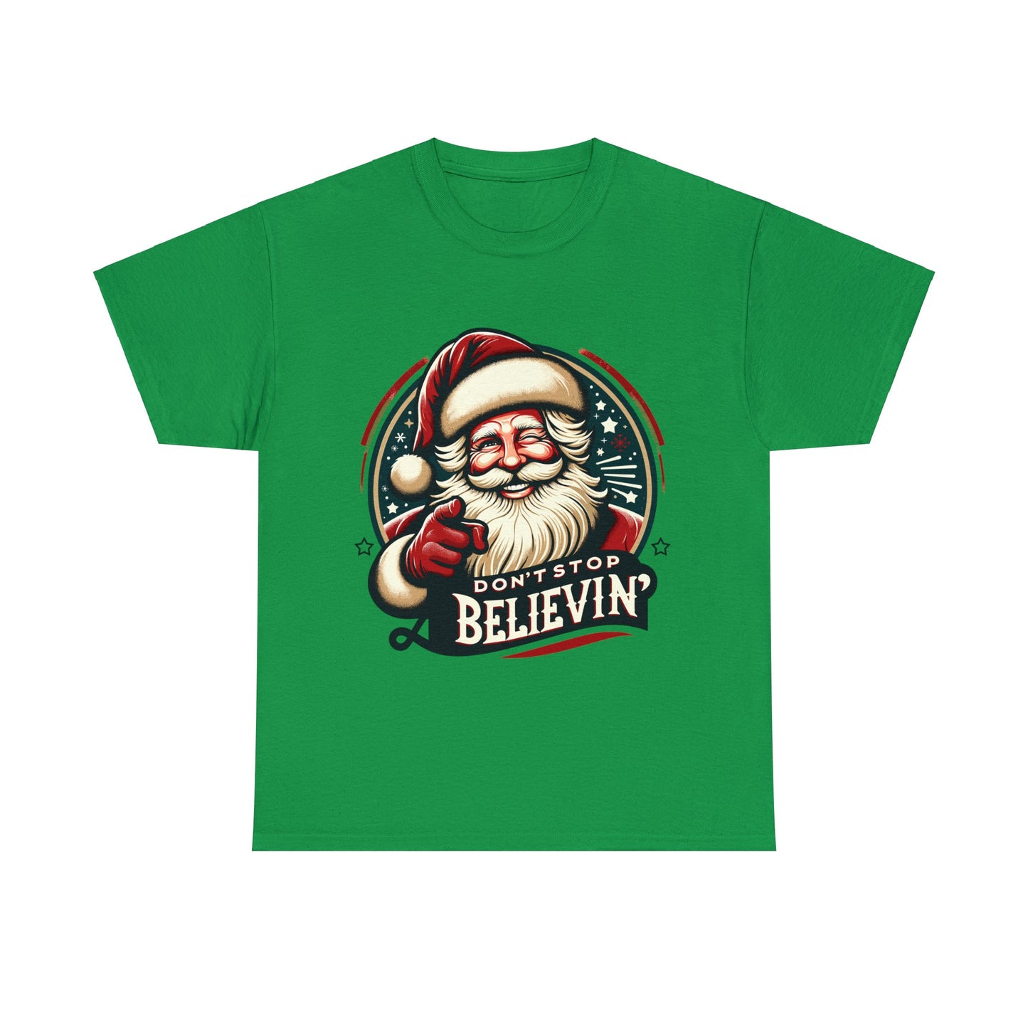 Don't Stop Believin' Santa Heavy Cotton Tee