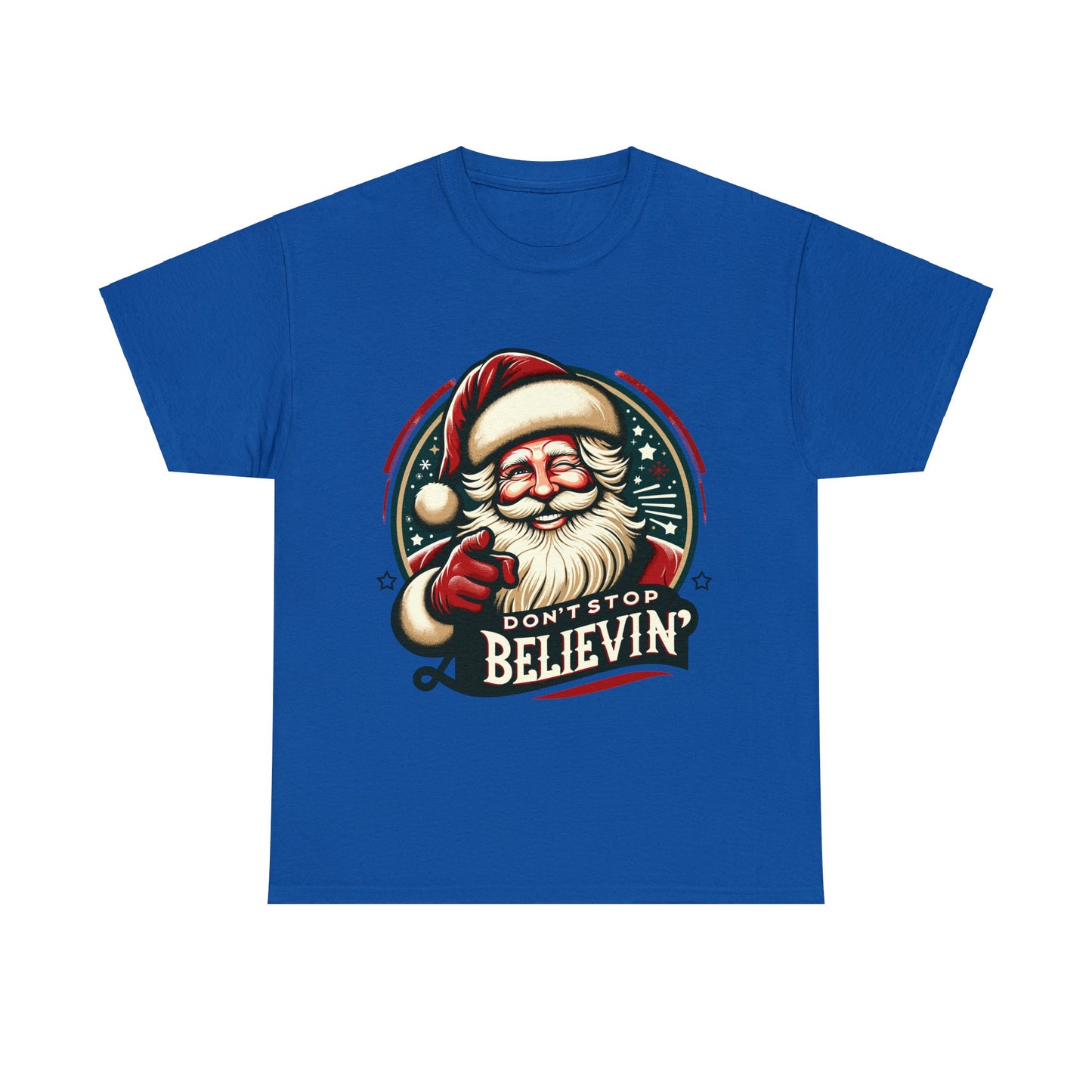 Don't Stop Believin' Santa Heavy Cotton Tee