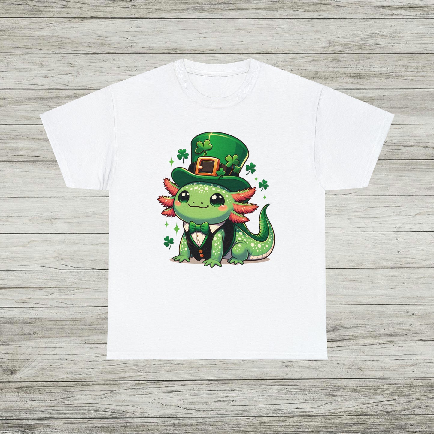 Lucky Axolotl T-Shirt, St. Patrick's Day Tee, Cute Axolotl Leprechaun Shirt, Gift for Irish Friends