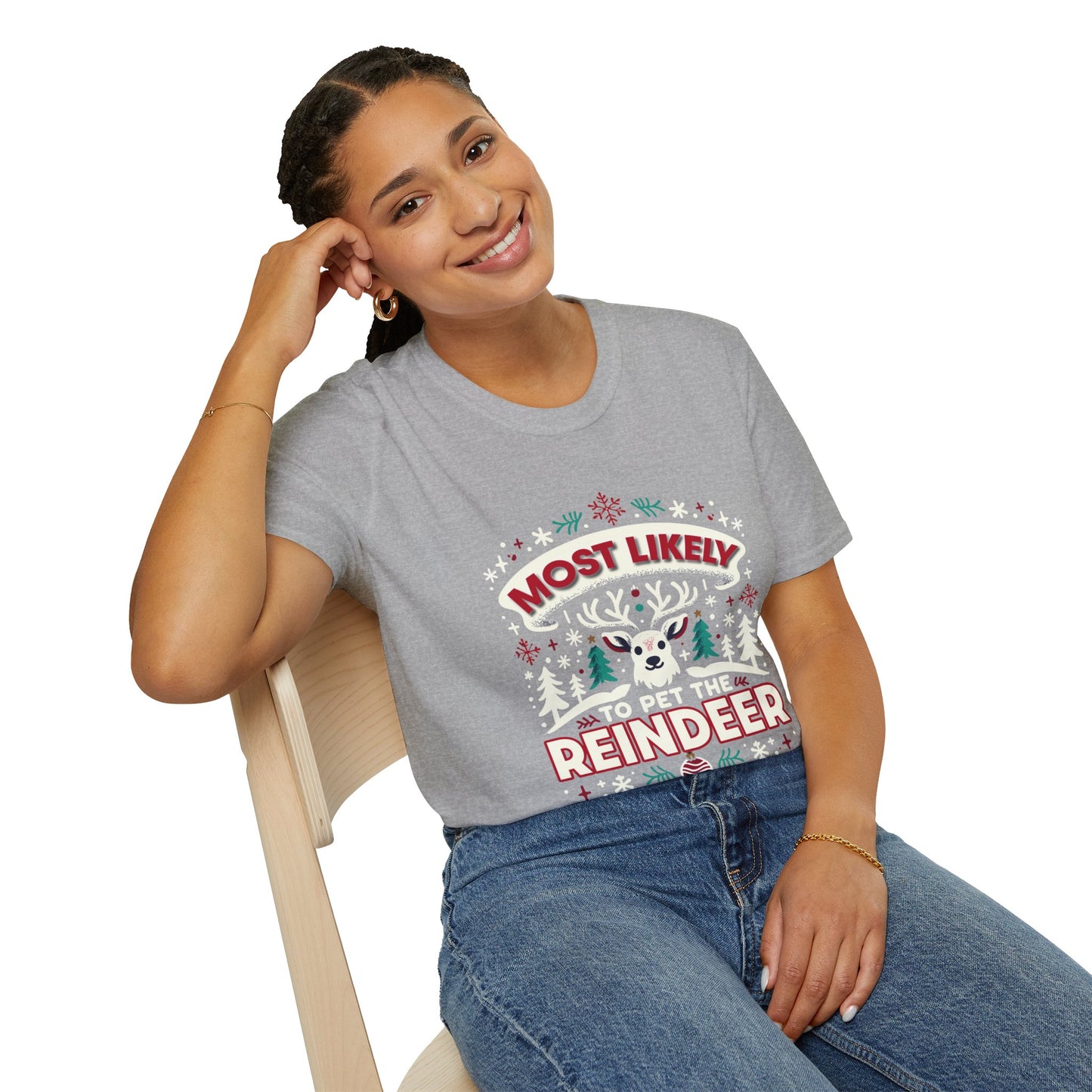 Most Likely to Pet the Reindeer Softstyle T-Shirt