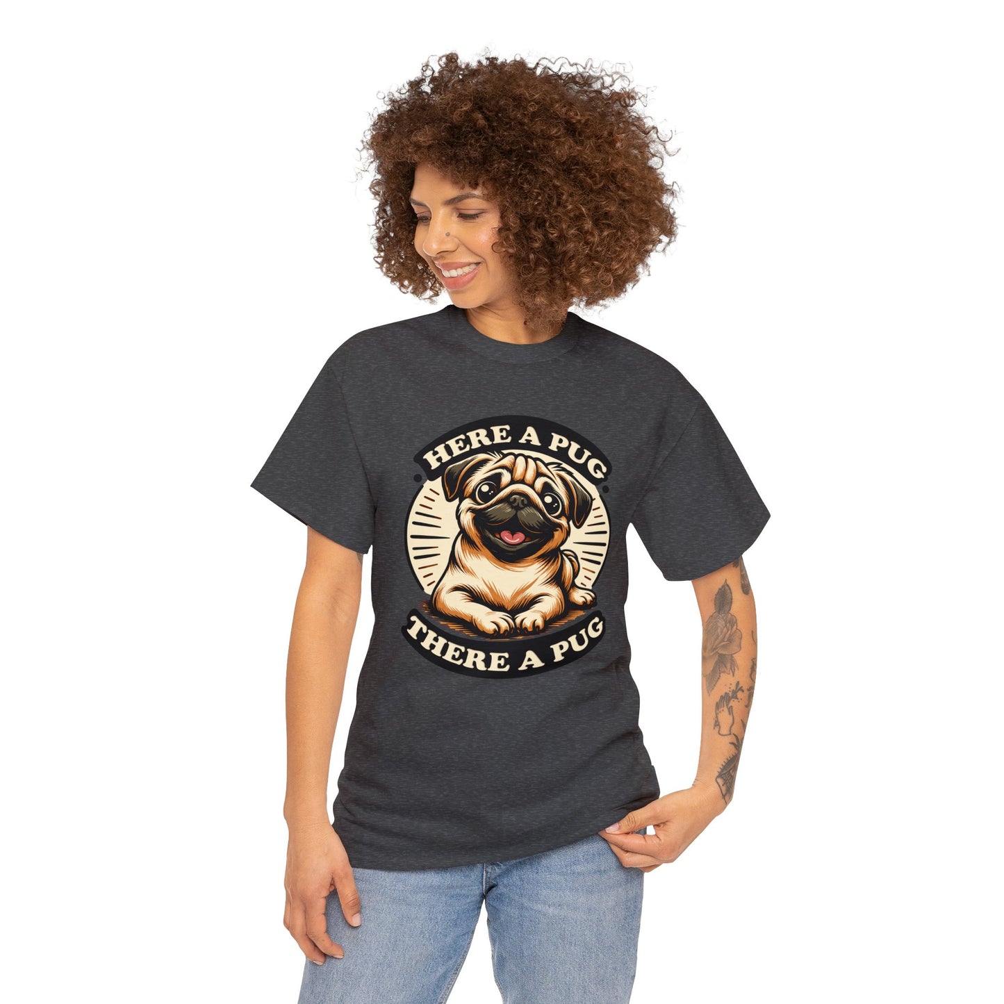 Here a Pug Heavy Cotton Tee