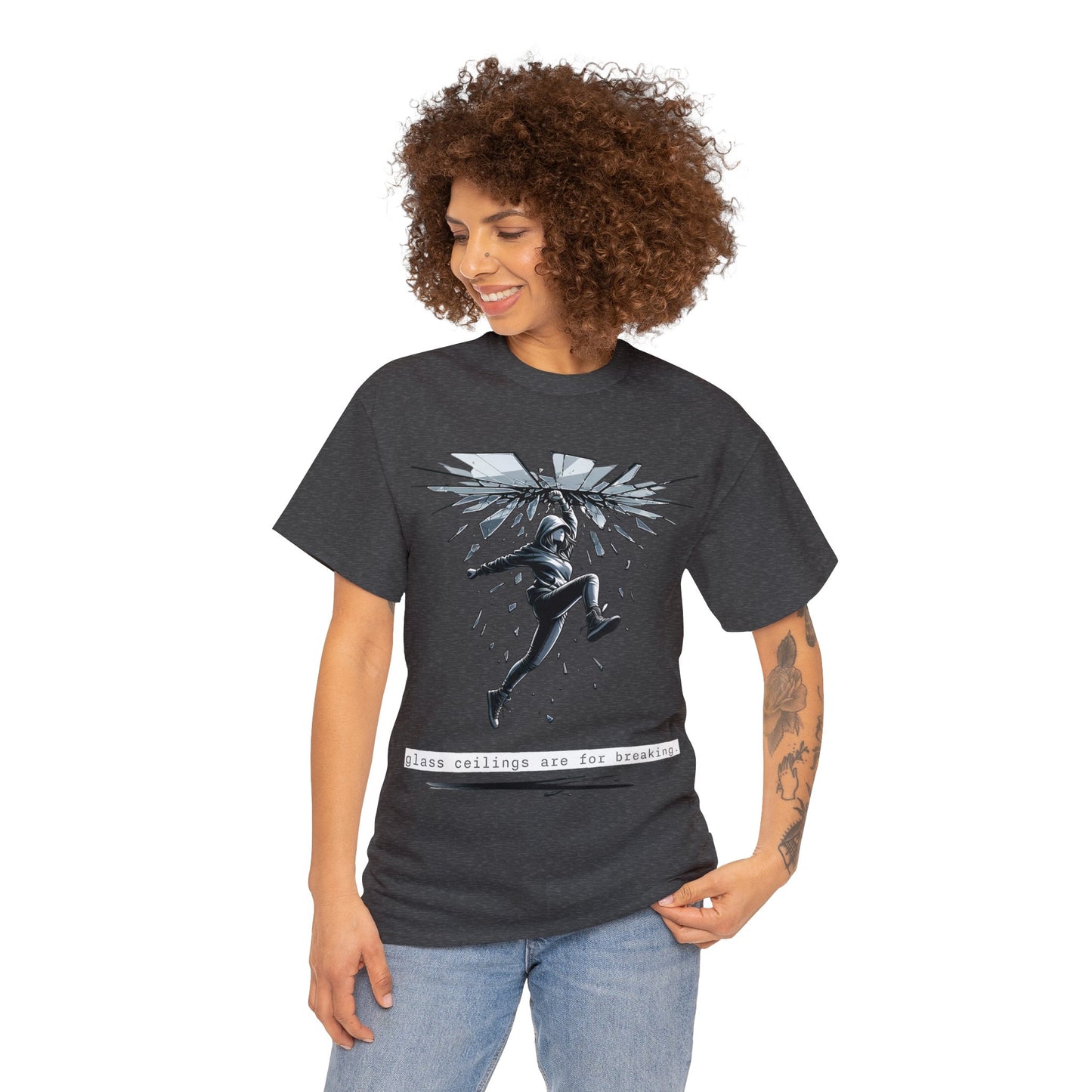 Glass Ceilings Are For Breaking T-Shirt Strong Woman Tee Feminist Inspirational Dark Shirt