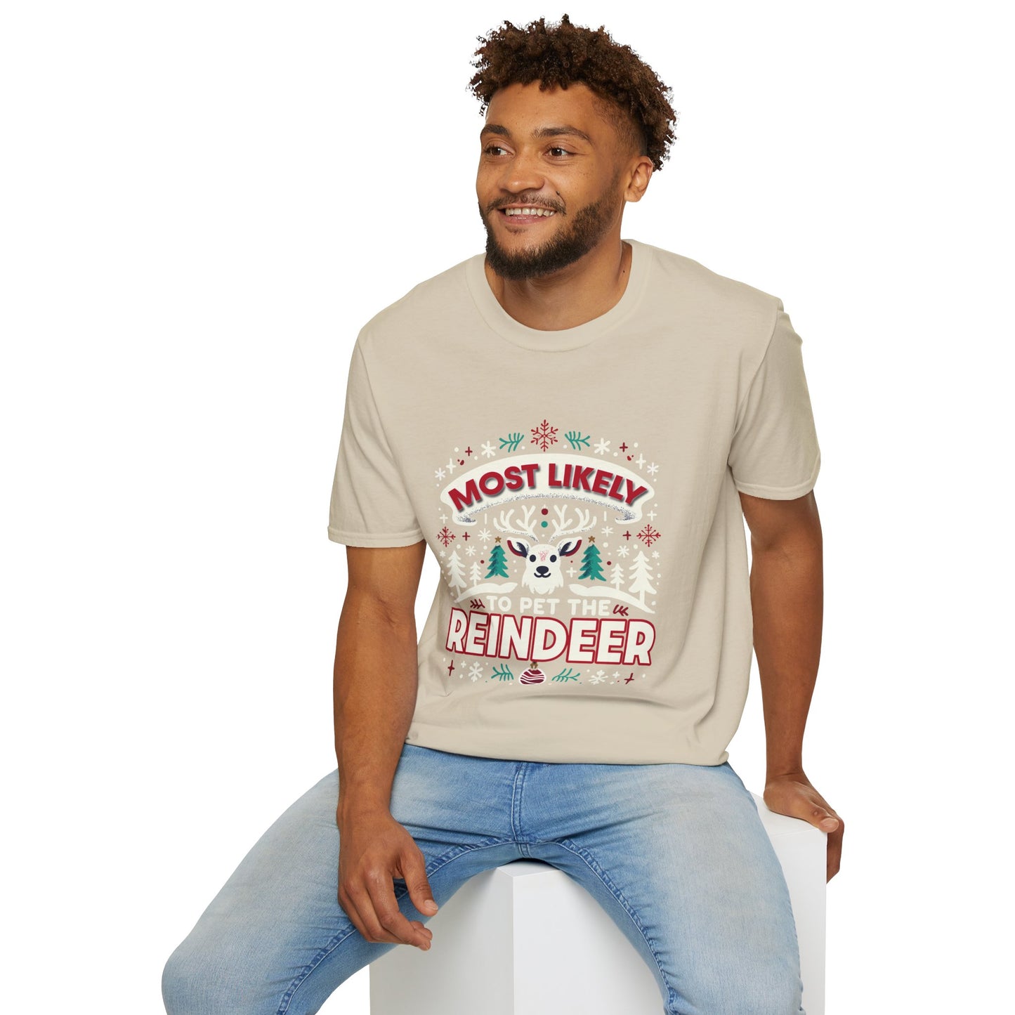 Most Likely to Pet the Reindeer Softstyle T-Shirt