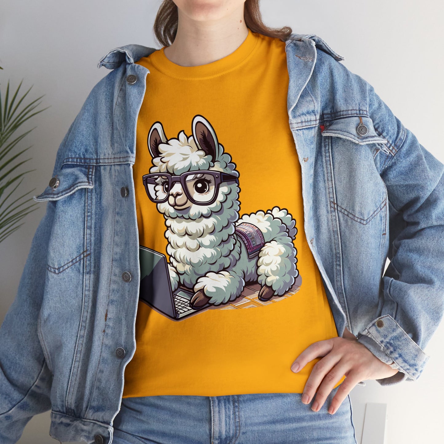 Laptop Llama Heavy Cotton Tee