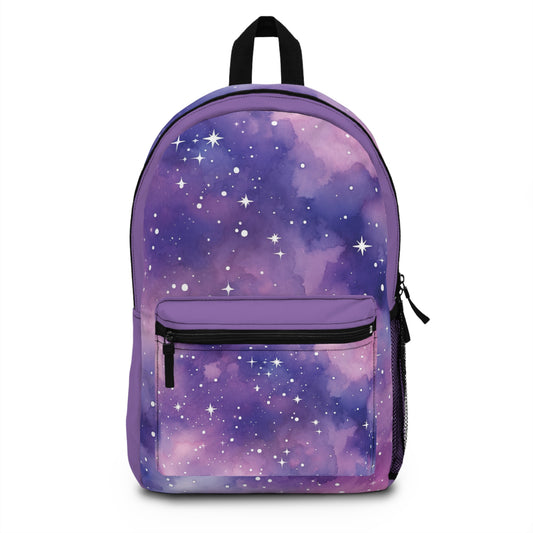 Pink Purple Watercolor Galaxy Backpack, Stars and Night Sky, Outer Space Back to School Bag