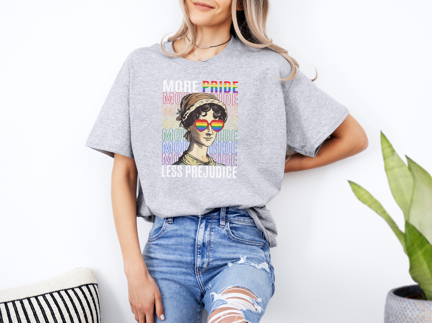 More Pride Less Prejudice T-Shirt, Retro Rainbow Tee