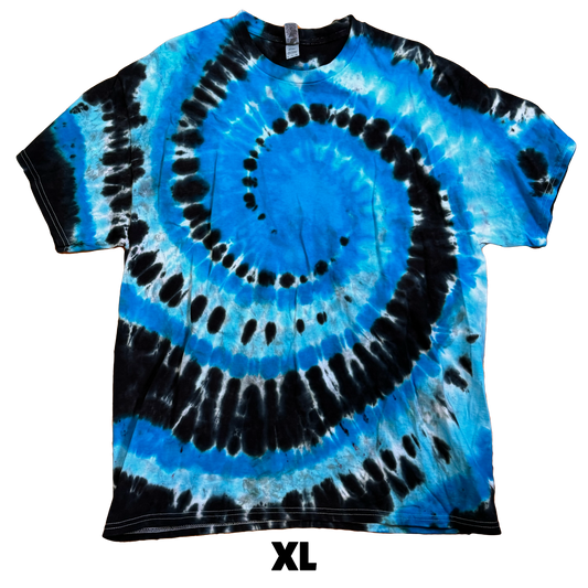 Tie Dye T-Shirt - Blue Black Spiral XL