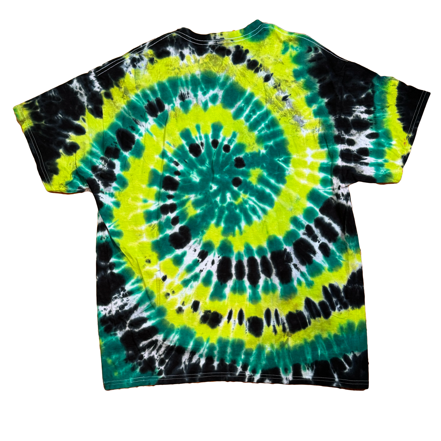 Tie Dye T-Shirt - Green Yellow Black Spiral XL