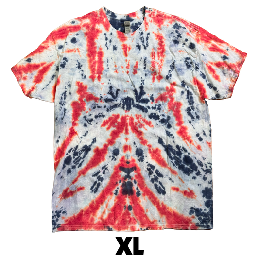 Tie Dye T-Shirt - Red White Blue Vintage Fade XL v2