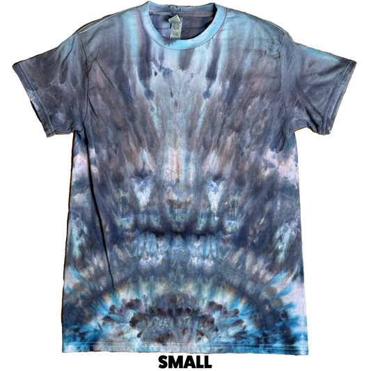 Tie Dye T-Shirt - Blue Gray Beige SMALL