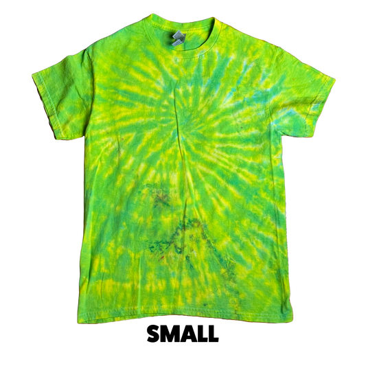 Tie Dye T-Shirt - Green Yellow Spiral SMALL