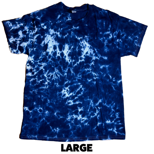 Tie Dye T-Shirt - Blue White Scrunch LARGE