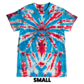 Tie Dye T-Shirt - Red White Light Blue Spider SMALL