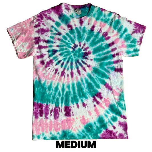 Tie Dye T-Shirt - Green Pink Purple MEDIUM