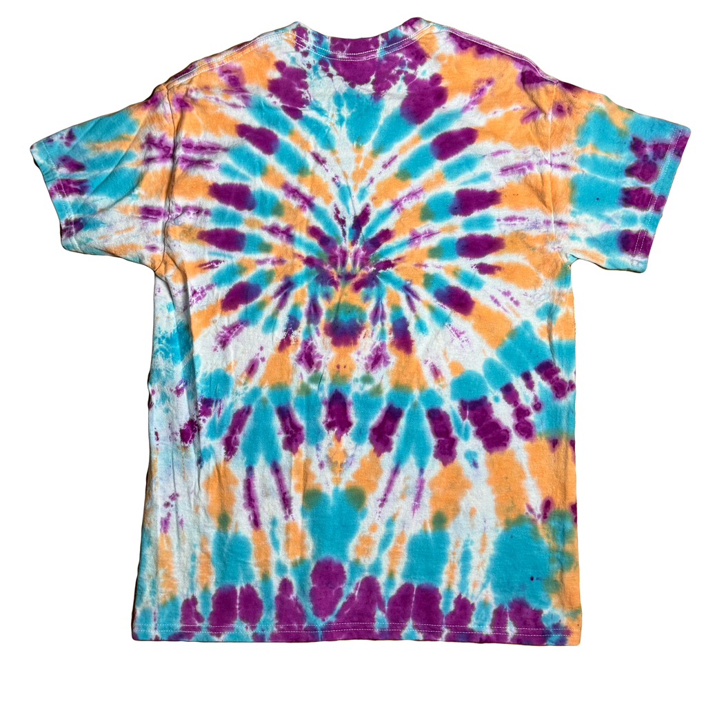 Tie Dye T-Shirt - Peach Blue Magenta Spider MEDIUM