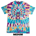 Tie Dye T-Shirt - Peach Blue Magenta Spider MEDIUM
