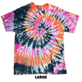 Tie Dye T-Shirt - Orange Pink Black Spiral LARGE