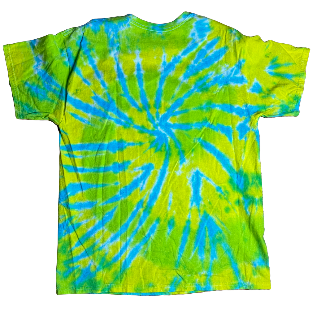 Tie Dye T-Shirt - Lime Light Blue Spiral LARGE