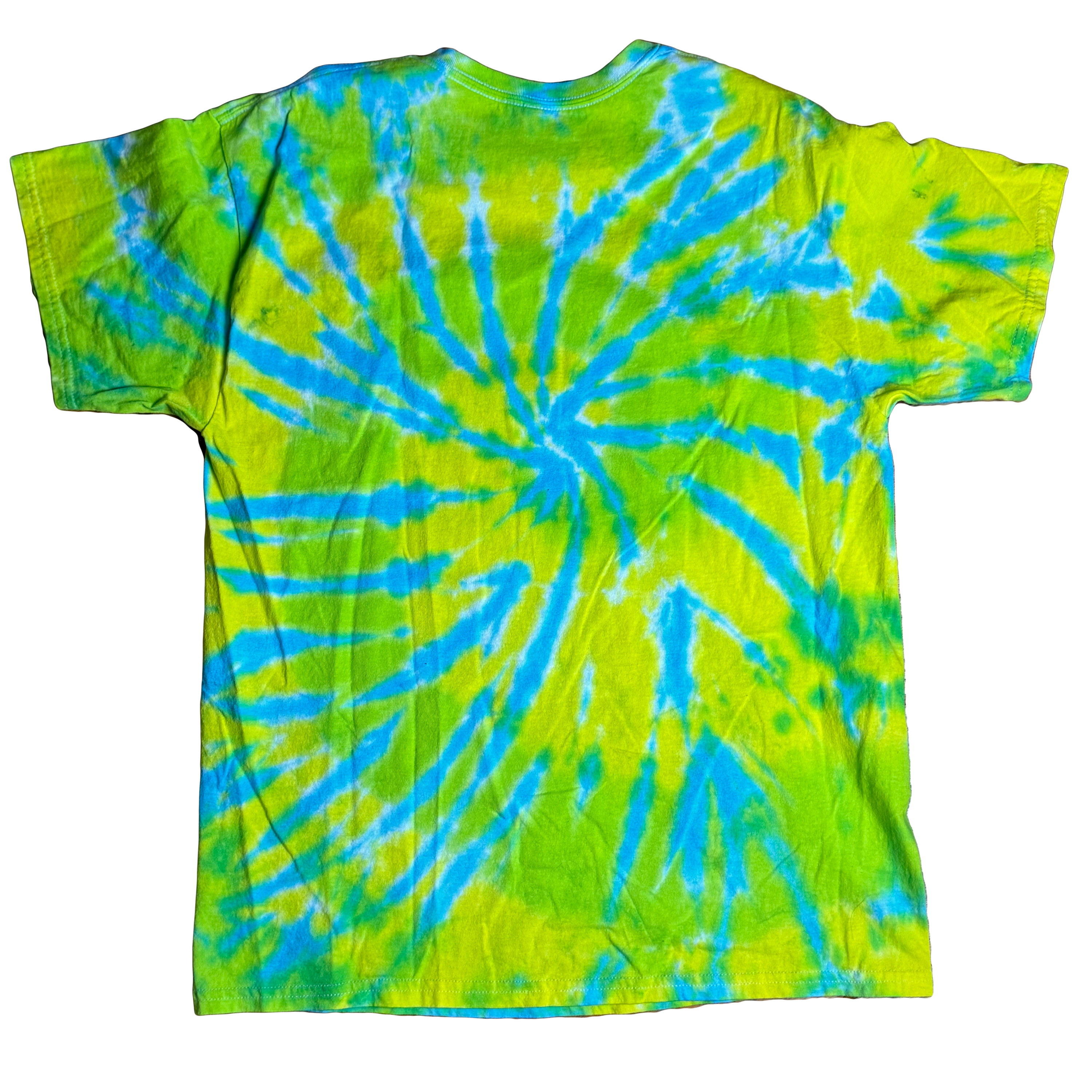Tie Dye T-Shirt - Lime Light Blue Spiral LARGE