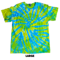 Tie Dye T-Shirt - Lime Light Blue Spiral LARGE