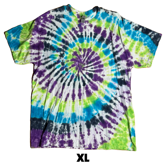 Tie Dye T-Shirt - Purple Blue Green Spiral XL