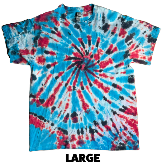 Tie Dye T-Shirt - Red White Blue Spiral LARGE