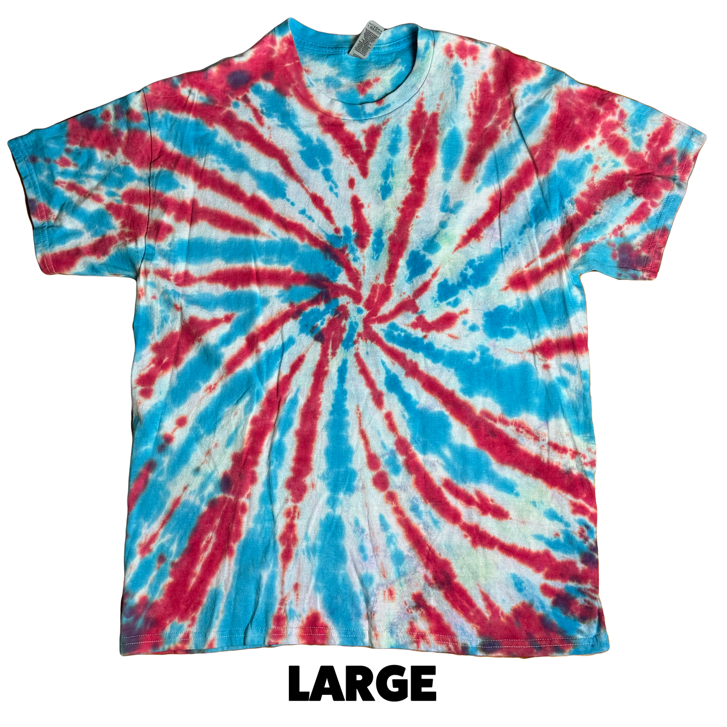 Tie Dye T-Shirt - Red Blue Spiral LARGE