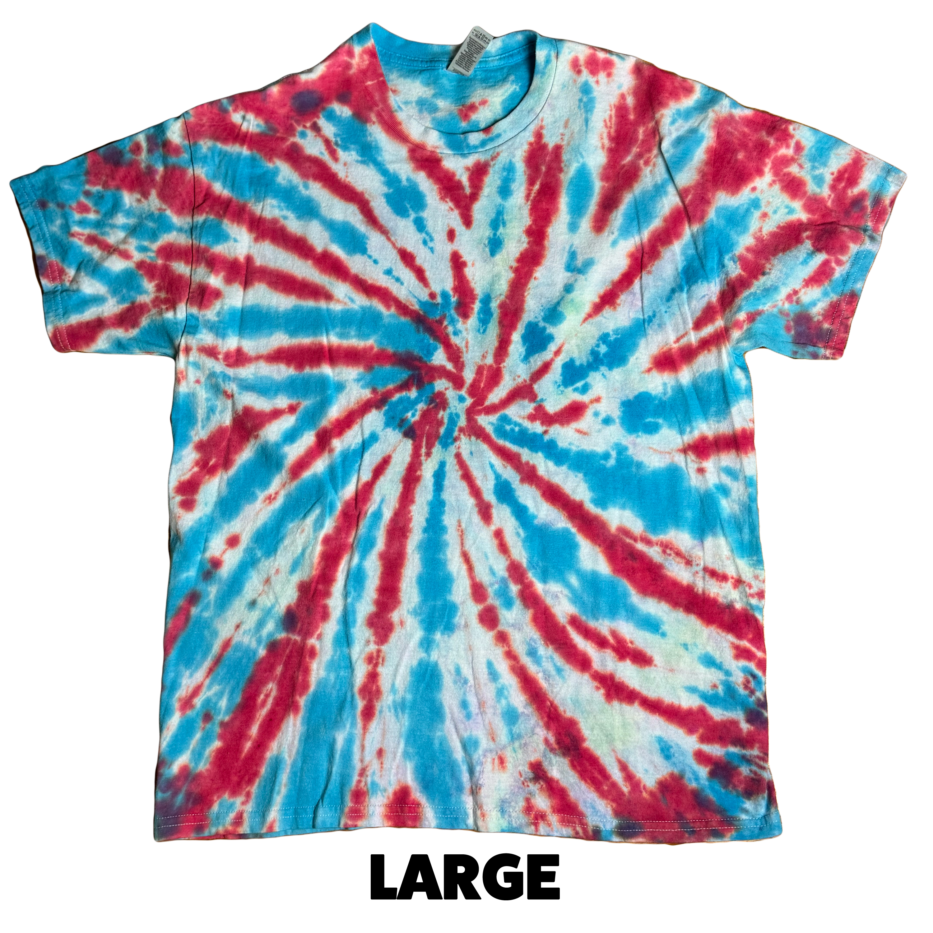 Tie Dye T-Shirt - Red Blue Spiral LARGE